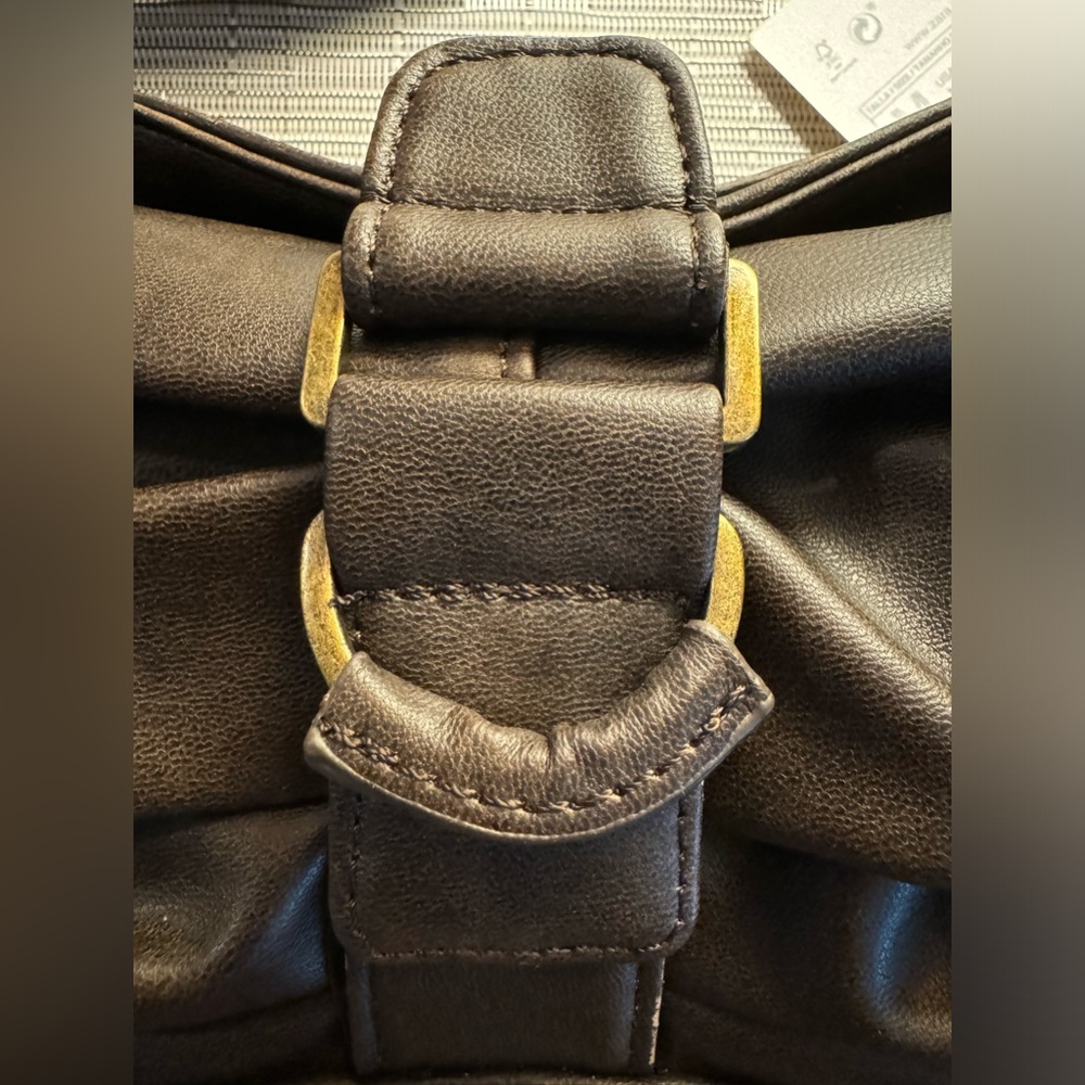 Zara Dark Brown Gathered Shoulder Bag - Picture 3 of 4
